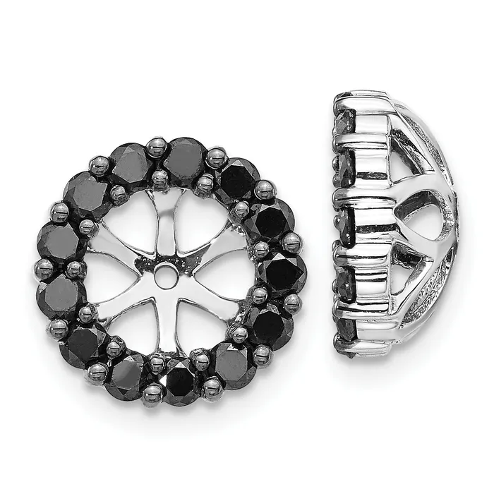 Goldia Earrings Solid 14k White Gold BlacK Simulated CZ Earring JacKets
