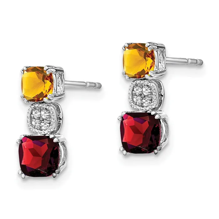 Goldia Earrings Solid 14k White Gold Simulated Citrine SimulatedSimulated Garnet CZ Earrings Goldia Earrings Solid 14k White Gold Simulated Citrine SimulatedSimulated Garnet CZ Earrings