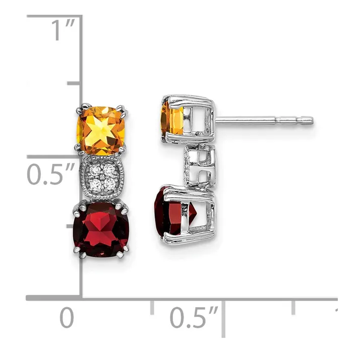 Goldia Earrings Solid 14k White Gold Simulated Citrine SimulatedSimulated Garnet CZ Earrings Goldia Earrings Solid 14k White Gold Simulated Citrine SimulatedSimulated Garnet CZ Earrings