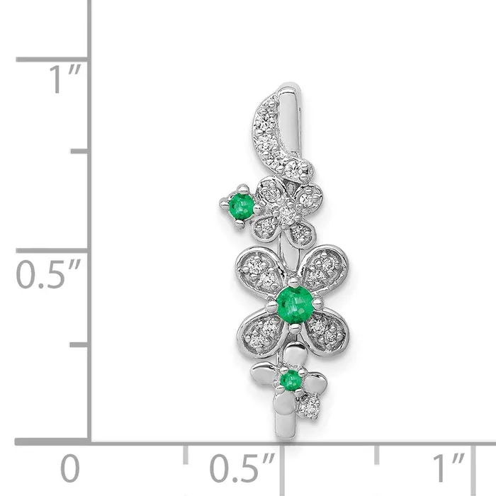 Goldia Earrings Solid 14k White Gold Simulated CZ and Emerald Flower Chain Slide Goldia Earrings Solid 14k White Gold Simulated CZ and Emerald Flower Chain Slide