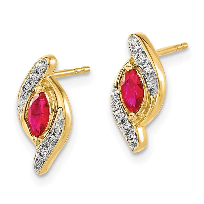 Goldia Earrings Solid 14k Yellow Gold Simulated CZ and Ruby Earrings Goldia Earrings Solid 14k Yellow Gold Simulated CZ and Ruby Earrings