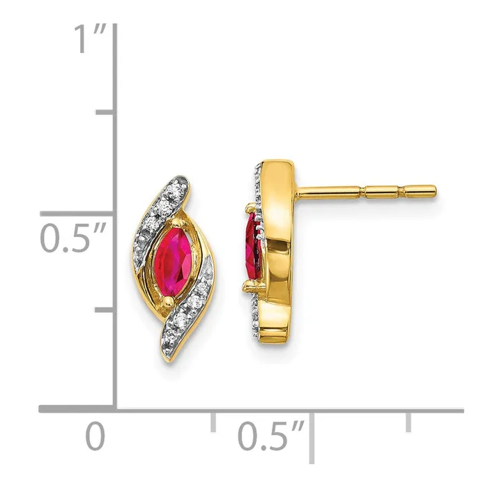 Goldia Earrings Solid 14k Yellow Gold Simulated CZ and Ruby Earrings Goldia Earrings Solid 14k Yellow Gold Simulated CZ and Ruby Earrings
