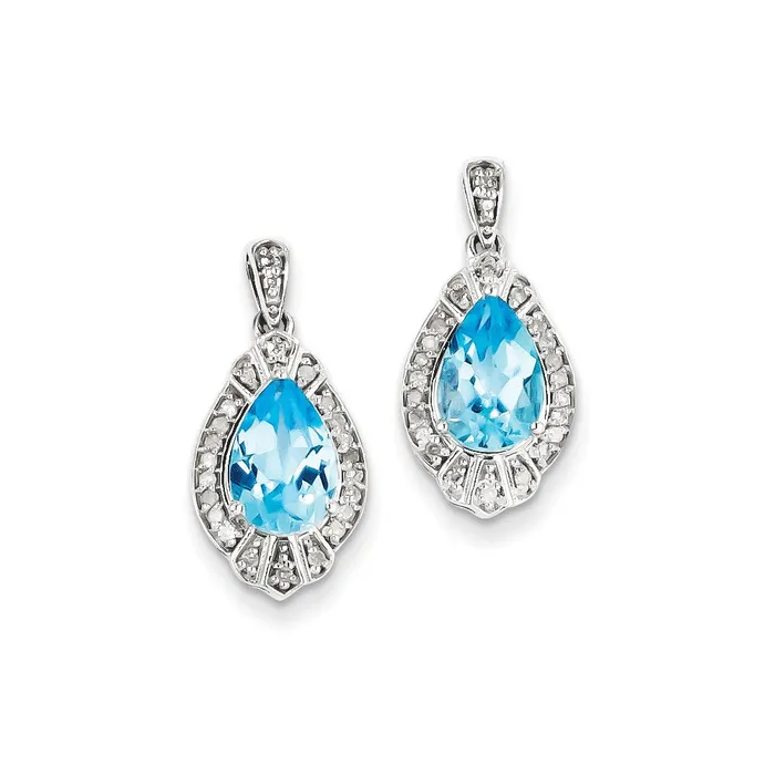 Goldia Earrings Sterling Silver Diamond u0026 Light Swiss Blue Topaz Earrings Goldia Earrings Sterling Silver Diamond u0026 Light Swiss Blue Topaz Earrings