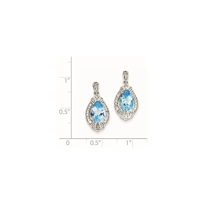 Goldia Earrings Sterling Silver Diamond u0026 Light Swiss Blue Topaz Earrings