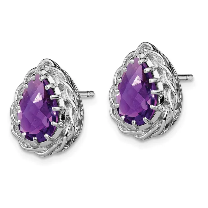 Goldia Earrings Sterling Silver Rhodiumplated Amethyst Earrings