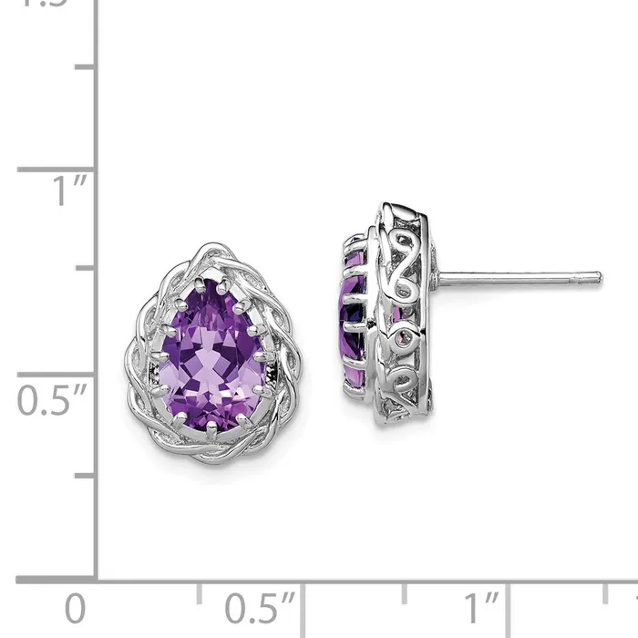 Goldia Earrings Sterling Silver Rhodiumplated Amethyst Earrings