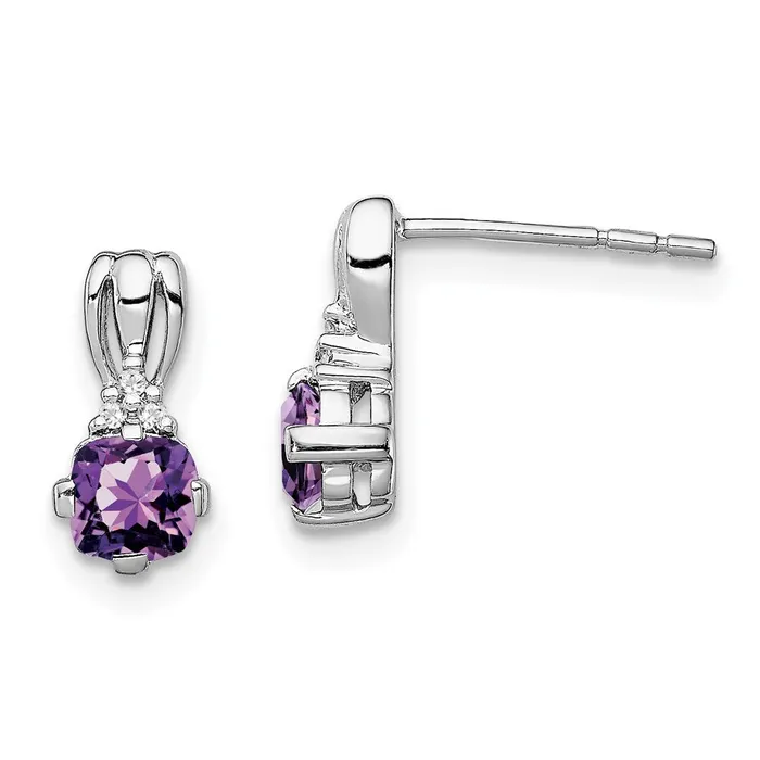 Goldia Earrings Sterling Silver Rhodium Plated Dia Amethyst Round Post Earrings Goldia Earrings Sterling Silver Rhodium Plated Dia Amethyst Round Post Earrings