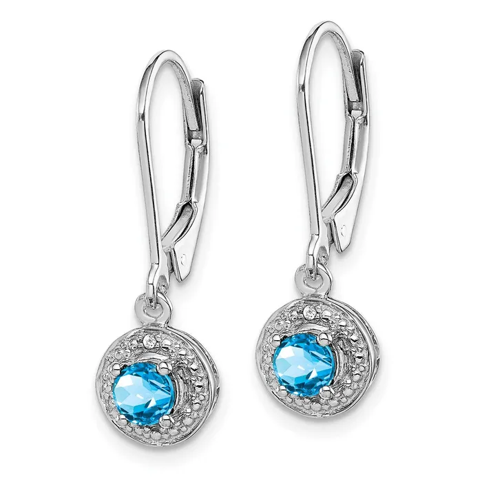 Goldia Earrings Sterling Silver Rhodiumplated Diamond u0026 Blue Topaz Earrings
