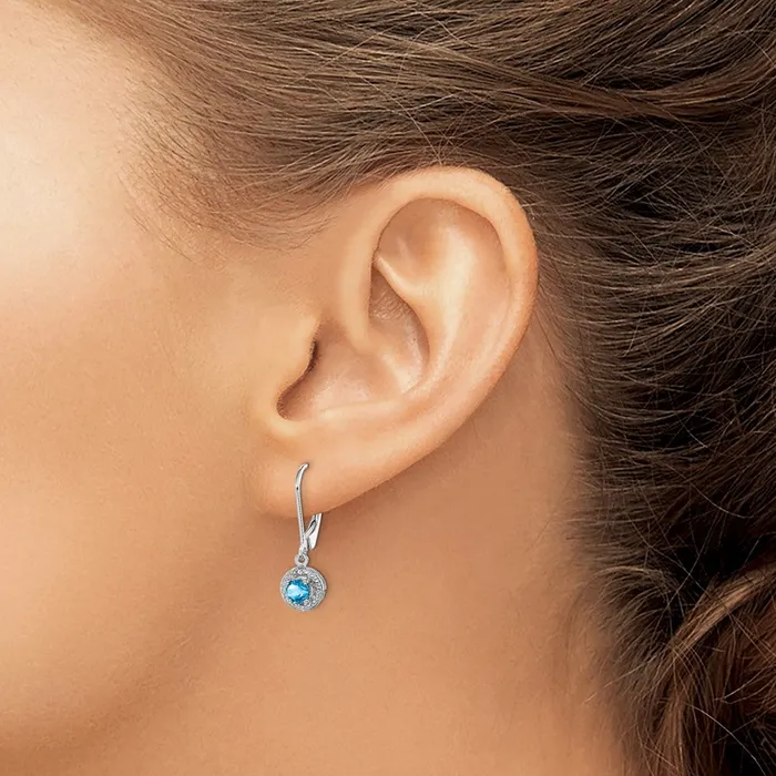 Goldia Earrings Sterling Silver Rhodiumplated Diamond u0026 Blue Topaz Earrings