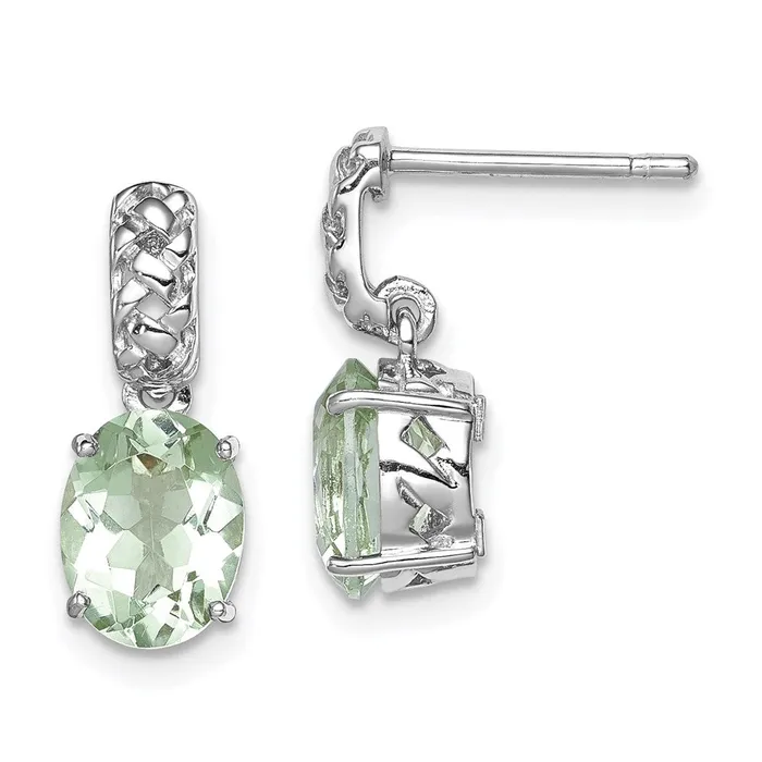 Goldia Earrings Sterling Silver Rhodiumplated Green Quartz Earrings