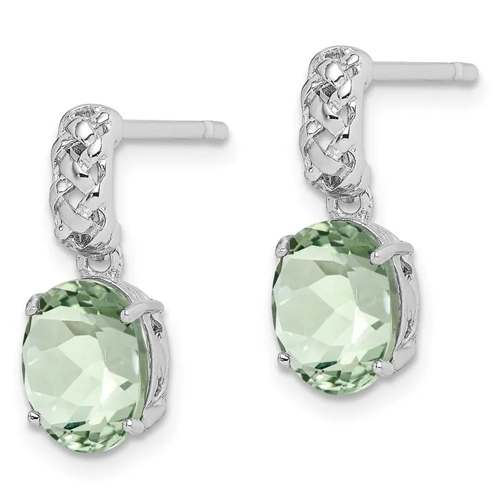 Goldia Earrings Sterling Silver Rhodiumplated Green Quartz Earrings