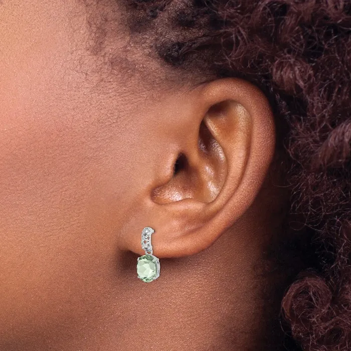 Goldia Earrings Sterling Silver Rhodiumplated Green Quartz Earrings
