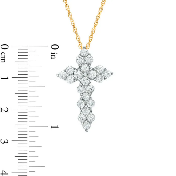 Goldia LabCreated White Sapphire Cluster Cross Pendant in Sterling Silver with 14K Gold Plate Necklaces Goldia LabCreated White Sapphire Cluster Cross Pendant in Sterling Silver with 14K Gold Plate Necklaces