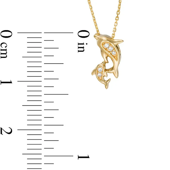 Goldia Natural Diamond Accent Motherly Love Dolphin Pendant in 10K Yellow Gold Necklaces Goldia Natural Diamond Accent Motherly Love Dolphin Pendant in 10K Yellow Gold Necklaces