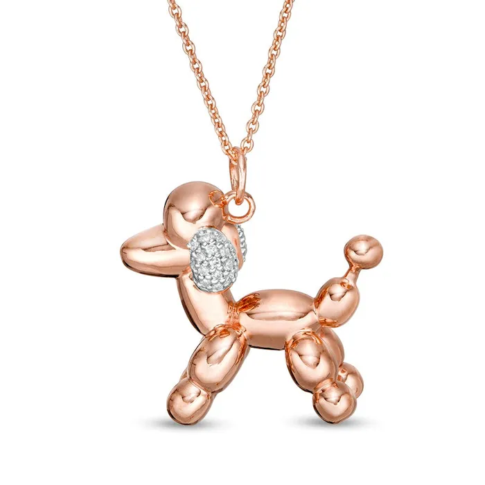 Goldia Necklaces 005 CT TW Natural Diamond Balloon Poodle Pendant in Sterling Silver with 14K Rose Gold Plate Goldia Necklaces 005 CT TW Natural Diamond Balloon Poodle Pendant in Sterling Silver with 14K Rose Gold Plate