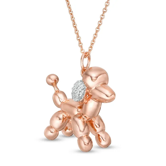 Goldia Necklaces 005 CT TW Natural Diamond Balloon Poodle Pendant in Sterling Silver with 14K Rose Gold Plate Goldia Necklaces 005 CT TW Natural Diamond Balloon Poodle Pendant in Sterling Silver with 14K Rose Gold Plate
