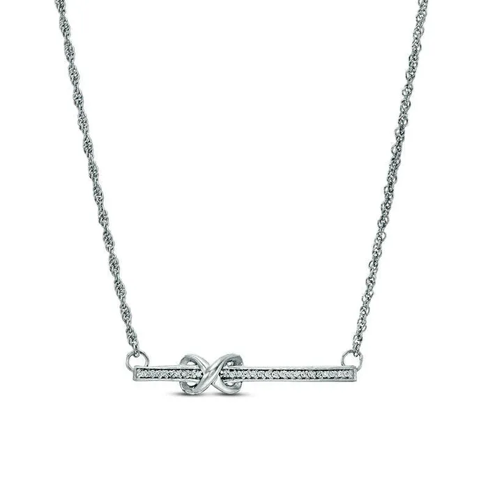 Goldia Necklaces 007 CT TW Natural Diamond Infinity Knot Bar Necklace in Sterling Silver 1675 Goldia Necklaces 007 CT TW Natural Diamond Infinity Knot Bar Necklace in Sterling Silver 1675