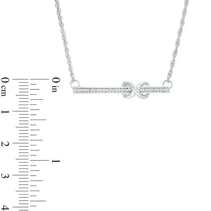 Goldia Necklaces 007 CT TW Natural Diamond Infinity Knot Bar Necklace in Sterling Silver 1675 Goldia Necklaces 007 CT TW Natural Diamond Infinity Knot Bar Necklace in Sterling Silver 1675