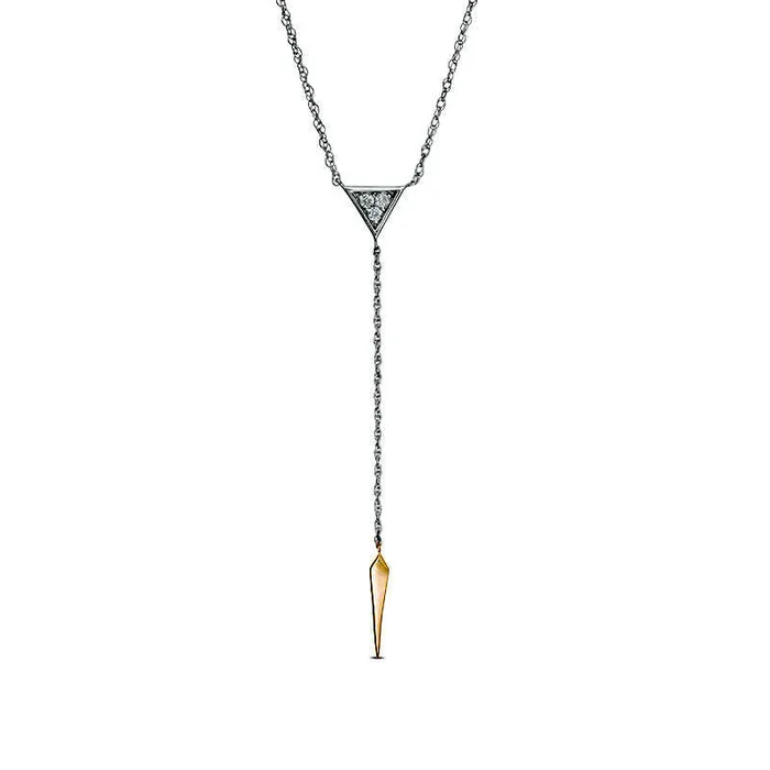 Goldia Necklaces 007 CT TW Natural Diamond Triangle Y Necklace in Sterling Silver and 10K Yellow Gold 19 Goldia Necklaces 007 CT TW Natural Diamond Triangle Y Necklace in Sterling Silver and 10K Yellow Gold 19