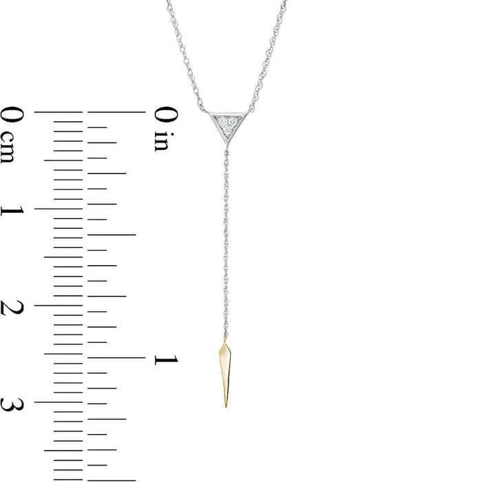 Goldia Necklaces 007 CT TW Natural Diamond Triangle Y Necklace in Sterling Silver and 10K Yellow Gold 19 Goldia Necklaces 007 CT TW Natural Diamond Triangle Y Necklace in Sterling Silver and 10K Yellow Gold 19