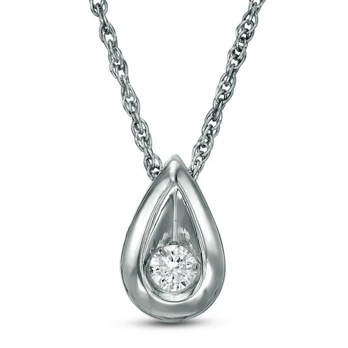 Goldia Necklaces 01 CT Natural Clarity Enhanced Solitaire Teardrop Pendant in 10K White Gold Goldia Necklaces 01 CT Natural Clarity Enhanced Solitaire Teardrop Pendant in 10K White Gold