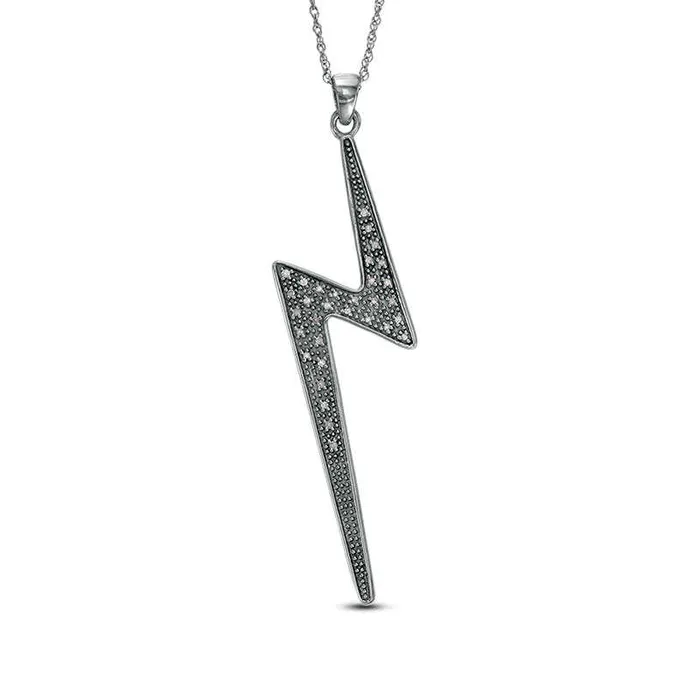 Goldia Necklaces 01 CT TW Natural Diamond Lightning Bolt Pendant in Sterling Silver Goldia Necklaces 01 CT TW Natural Diamond Lightning Bolt Pendant in Sterling Silver