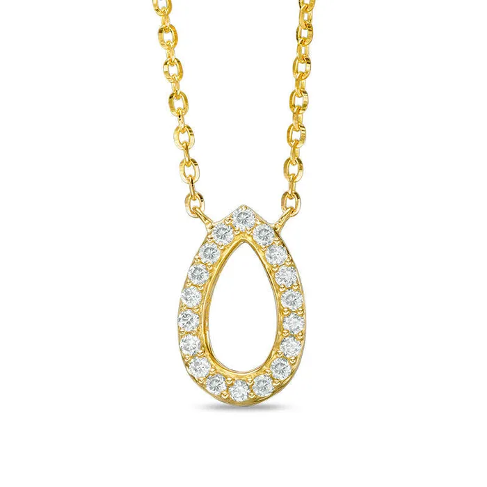 Goldia Necklaces 01 CT TW Natural Diamond Teardrop Outline Necklace in 14K Gold Goldia Necklaces 01 CT TW Natural Diamond Teardrop Outline Necklace in 14K Gold