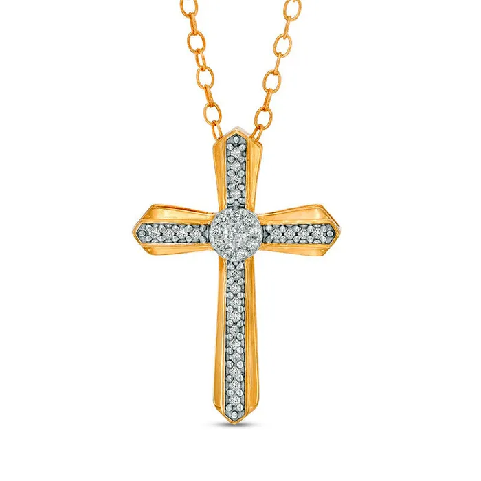 Goldia Necklaces 013 CT TW Natural Diamond GothicStyle Cross Pendant in 10K Yellow Gold Goldia Necklaces 013 CT TW Natural Diamond GothicStyle Cross Pendant in 10K Yellow Gold