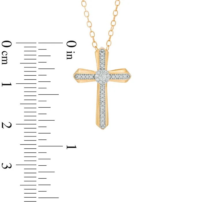 Goldia Necklaces 013 CT TW Natural Diamond GothicStyle Cross Pendant in 10K Yellow Gold Goldia Necklaces 013 CT TW Natural Diamond GothicStyle Cross Pendant in 10K Yellow Gold