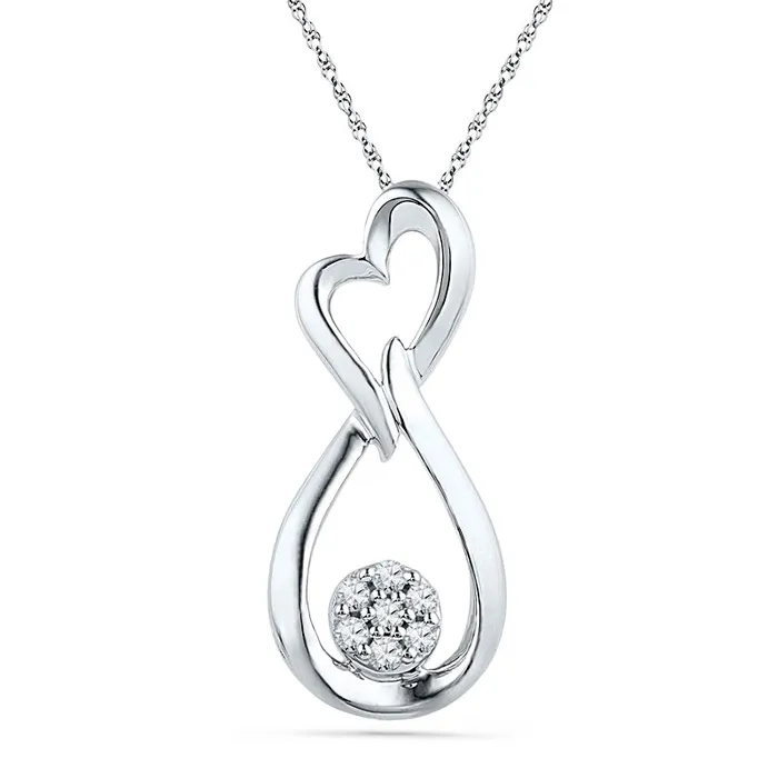 Goldia Necklaces 013 CT TW Natural Diamond Infinity Heart Pendant in Sterling Silver Goldia Necklaces 013 CT TW Natural Diamond Infinity Heart Pendant in Sterling Silver
