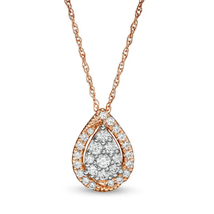 Goldia Necklaces 025 CT TW Composite PearShaped Natural Diamond Teardrop Frame Pendant in 10K Rose Gold Goldia Necklaces 025 CT TW Composite PearShaped Natural Diamond Teardrop Frame Pendant in 10K Rose Gold