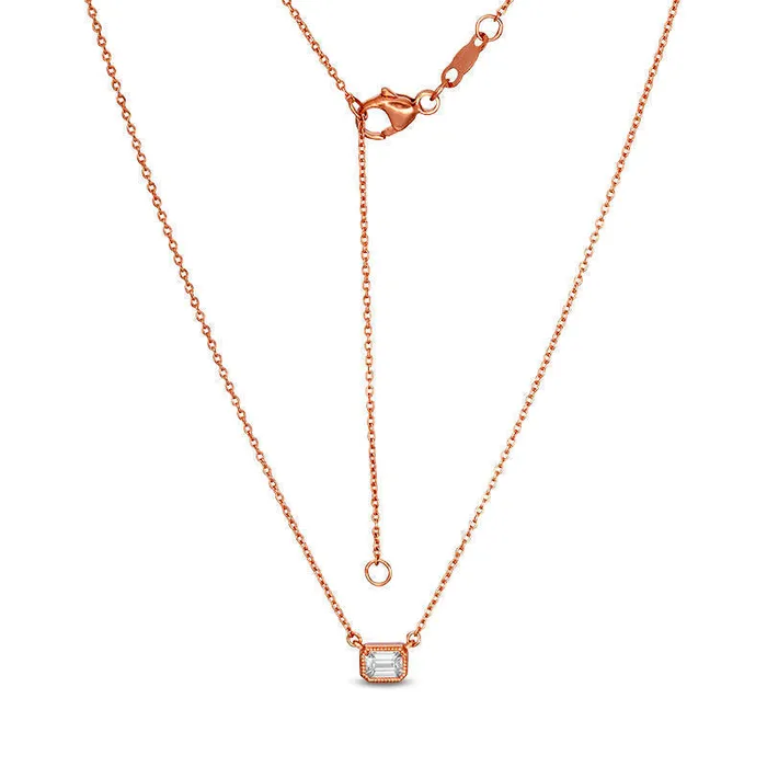 Goldia Necklaces 15 CT EmeraldCut Natural Clarity Enhanced Solitaire Antique VintageStyle Necklace in 10K Rose Gold Goldia Necklaces 15 CT EmeraldCut Natural Clarity Enhanced Solitaire Antique VintageStyle Necklace in 10K Rose Gold