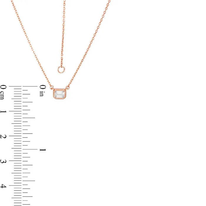 Goldia Necklaces 15 CT EmeraldCut Natural Clarity Enhanced Solitaire Antique VintageStyle Necklace in 10K Rose Gold Goldia Necklaces 15 CT EmeraldCut Natural Clarity Enhanced Solitaire Antique VintageStyle Necklace in 10K Rose Gold