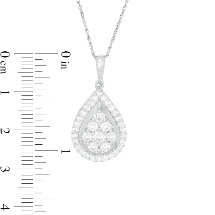 Goldia Necklaces 1 CT TW Composite Natural Diamond Teardrop Frame Pendant in 10K White Gold Goldia Necklaces 1 CT TW Composite Natural Diamond Teardrop Frame Pendant in 10K White Gold