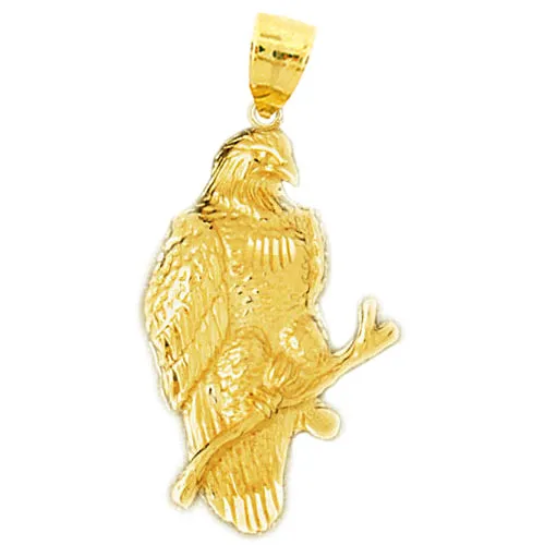 Goldia Necklaces 14K Gold Eagle Perched On Branch Pendant
