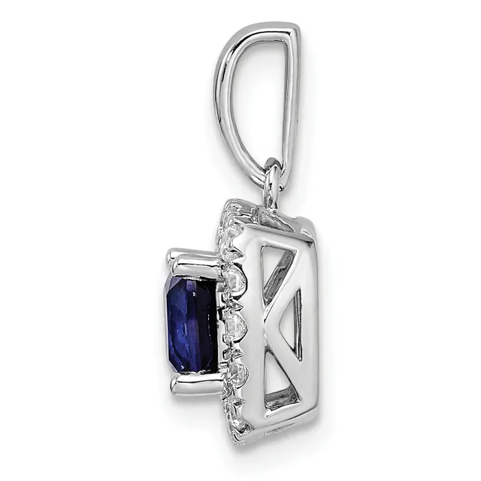 Goldia Necklaces 14k White Gold 14 Ct Lab Grown Diamond VSSI G September Birthstone Lab Created Blue Sapphire Halo Pendant