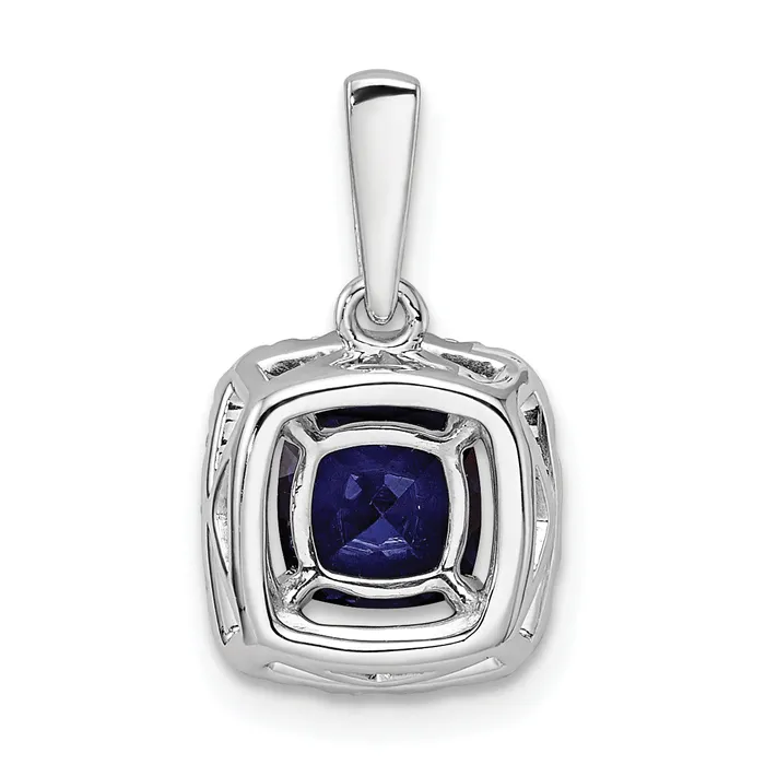 Goldia Necklaces 14k White Gold 14 Ct Lab Grown Diamond VSSI G September Birthstone Lab Created Blue Sapphire Halo Pendant