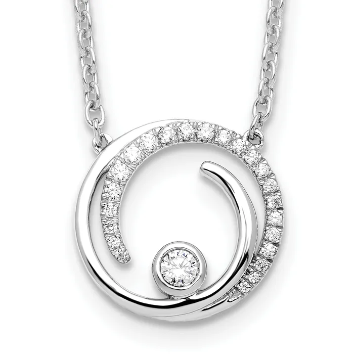 Goldia Necklaces 14k White Gold 15 Ct Lab Grown Diamond VSSI G 18 inch Fancy Swirl Circle Design Necklace Goldia Necklaces 14k White Gold 15 Ct Lab Grown Diamond VSSI G 18 inch Fancy Swirl Circle Design Necklace