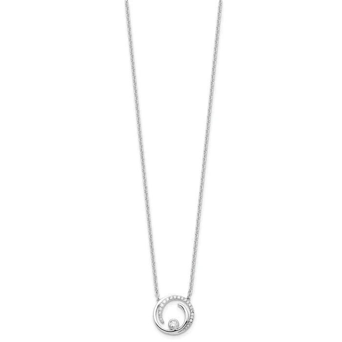 Goldia Necklaces 14k White Gold 15 Ct Lab Grown Diamond VSSI G 18 inch Fancy Swirl Circle Design Necklace