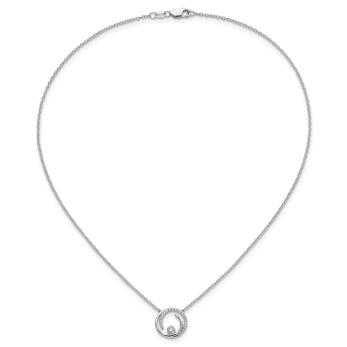 Goldia Necklaces 14k White Gold 15 Ct Lab Grown Diamond VSSI G 18 inch Fancy Swirl Circle Design Necklace