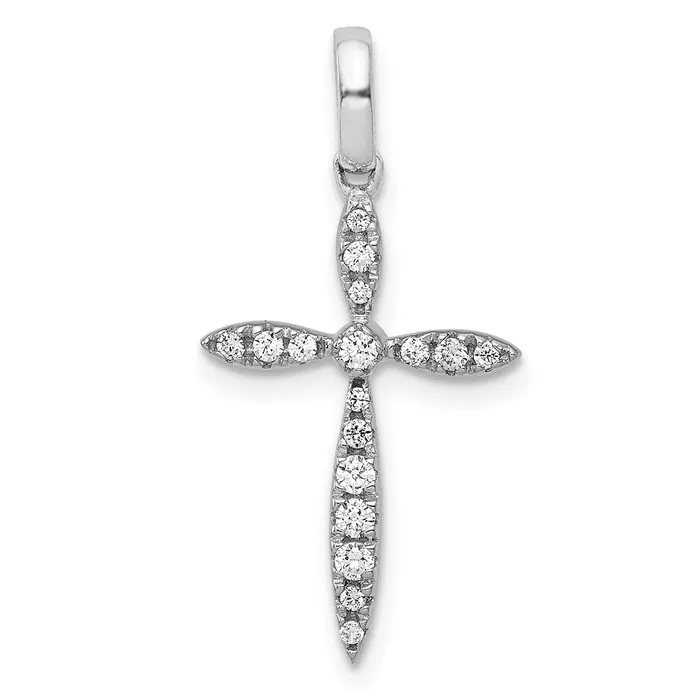 Goldia Necklaces 14k White Gold 16ct Real Diamond Cross Pendant
