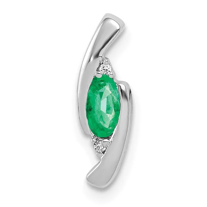 Goldia Necklaces 14k White Gold Fancy Real Diamond and Emerald Pendant