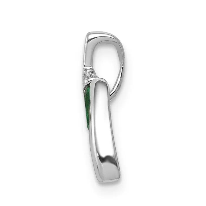 Goldia Necklaces 14k White Gold Fancy Real Diamond and Emerald Pendant