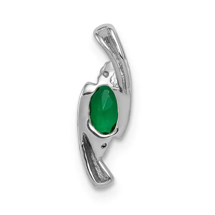Goldia Necklaces 14k White Gold Fancy Real Diamond and Emerald Pendant