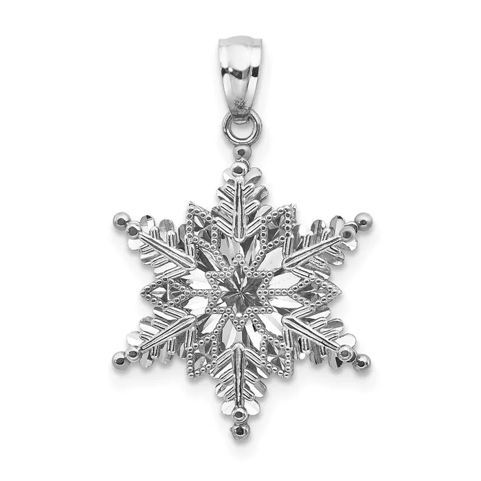 Goldia Necklaces 14k White Gold Polished and Textured 2 Level Snowflake Pendant Goldia Necklaces 14k White Gold Polished and Textured 2 Level Snowflake Pendant