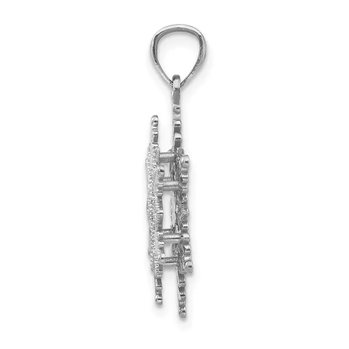 Goldia Necklaces 14k White Gold Polished and Textured 2 Level Snowflake Pendant