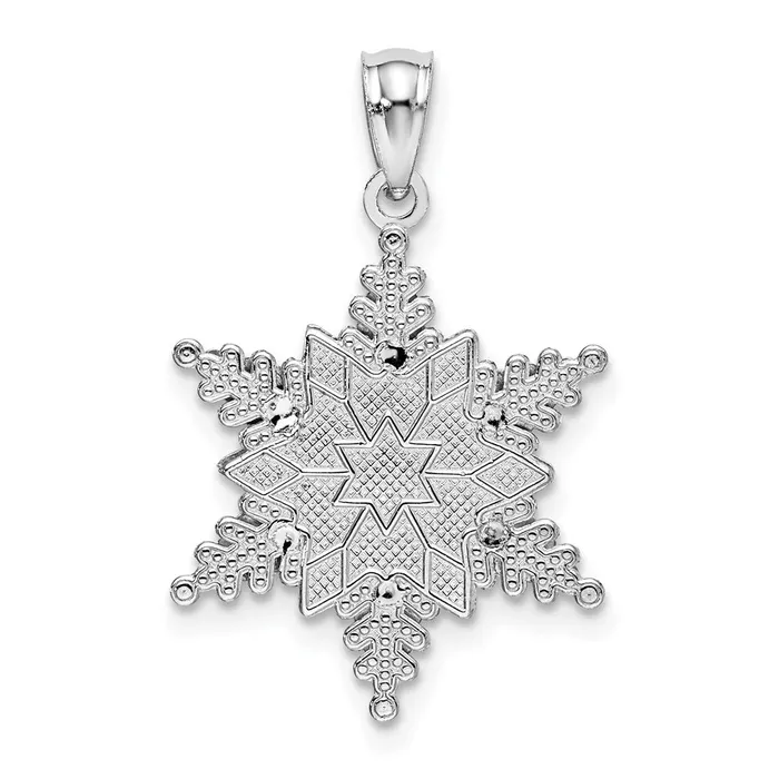 Goldia Necklaces 14k White Gold Polished and Textured 2 Level Snowflake Pendant