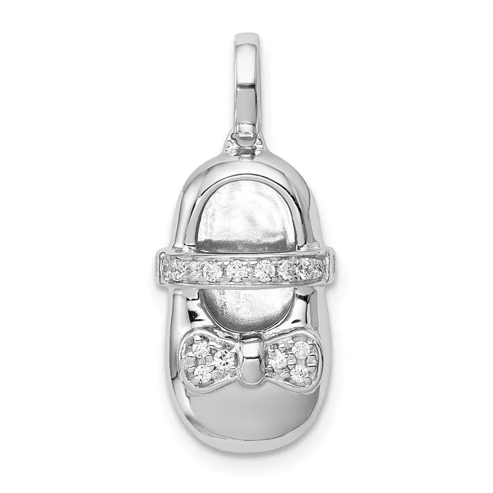 Goldia Necklaces 14k White Gold Real Diamond Baby Girl Shoe Pendant