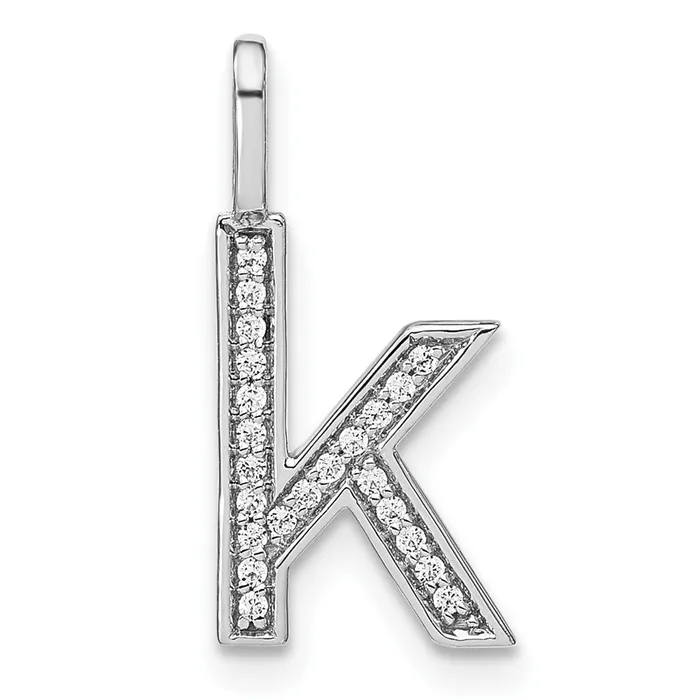 Goldia Necklaces 14K White Gold Real Diamond Lower Case Letter K Initial Pendant Goldia Necklaces 14K White Gold Real Diamond Lower Case Letter K Initial Pendant