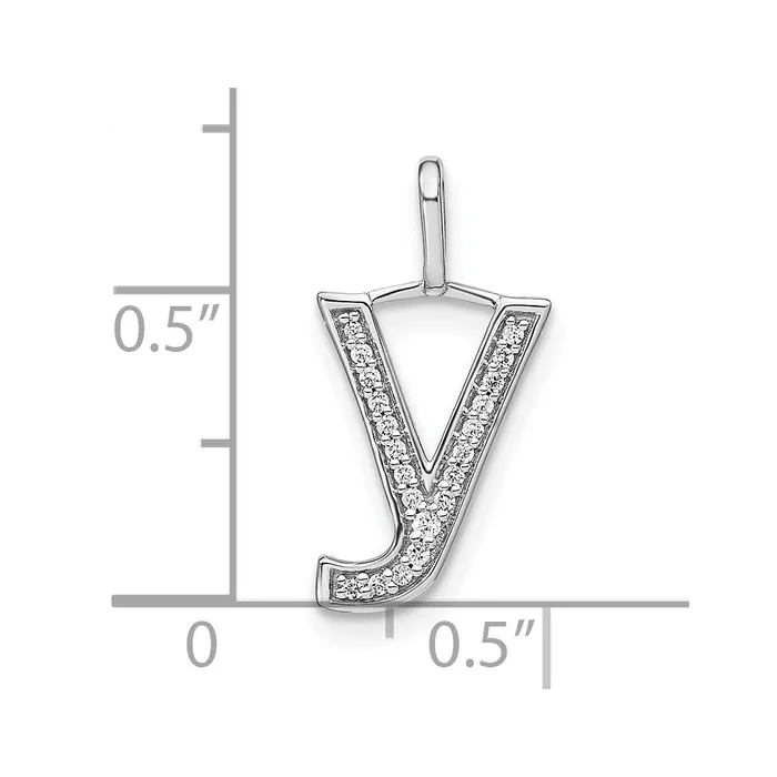 Goldia Necklaces 14K White Gold Real Diamond Lower Case Letter Y Initial Pendant